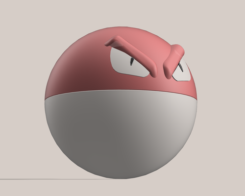 voltorb voltobale pokemon by chipotle arte sculture volt orb sfera lun mons mostro tasca deco arredamento catturare em rosso bianca elettrico elec gioco ragazzo video go camminare voltaggio progredire sp gba ds 3ds lektrobal raccogliere 3d print model - Mito3D