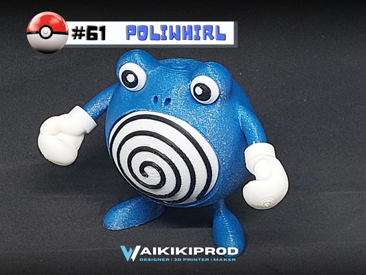 poliwhirl pokémon 61 by waikikiprod jouets jeux personnages tetarte art fanart ventilateur poliwag courroux mignonne sculpture nomade jouet jeu personnage figurine pokemonfigures figure figures manga 3d print model - Mito3D