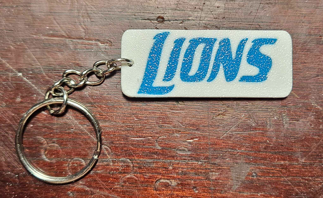 detroit lions keychain by warlock art signs & logos 3d print model - Mito3D