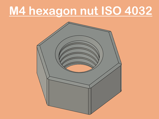 m4 noz iso 4032 impressão otimizado by chipotle passatempo faça hex hexágono casa parafuso velozes prender fixação murmurar schraube estrondo 3d print model - Mito3D