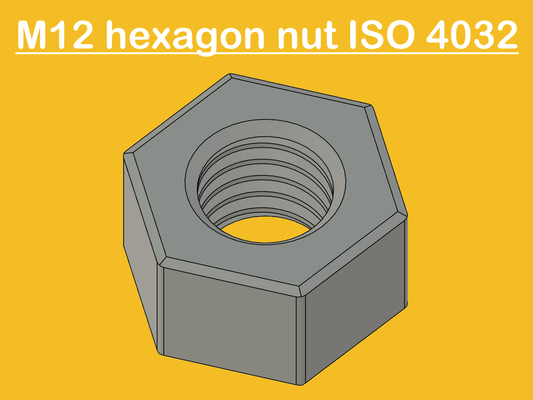 m12 nut iso 4032 print optimized by chipotle hobby & diy hex hexagon home screw fast fasten fastening mutter schraube din metric metrisch 3d print model - Mito3D