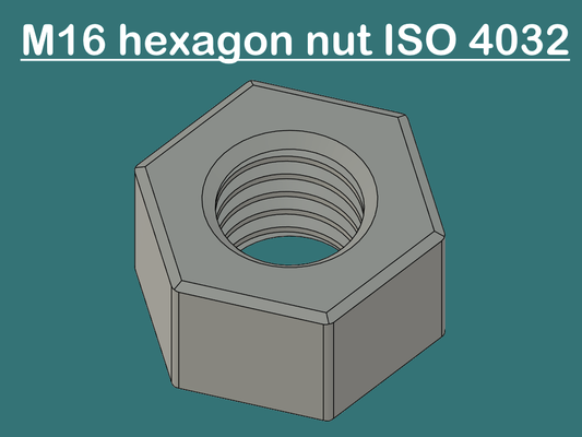 m16 nut iso 4032 print optimized by chipotle hobby & diy hex hexagon screw fast fasten fastening mutter schraube din metric metrisch 3d print model - Mito3D