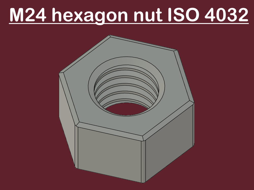 m24 nut iso 4032 print optimized by chipotle hobby & diy hex hexagon home fast fasten fastening mutter schraube din metric metrisch 3D print model - Mito3D