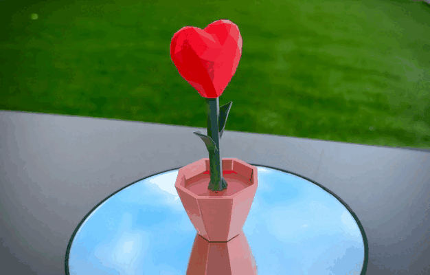 coração florescendo by ariox3d casa decoração namorados namorados amar amo decorar flor vaso flores poli 3d print model - Mito3D