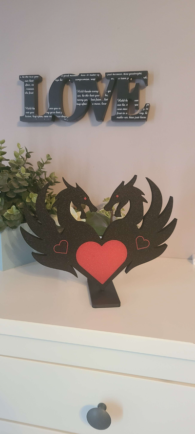 dragons love display valentines stand by tri-3d art sculptures dragon year of valentine combine joining 3d print model - Mito3D