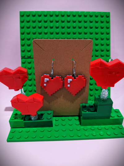 pixel heart earrings by ibaviosa baubles fashion jewelry valentiensday valentine earring love stardew jewelery 3d print model - Mito3D