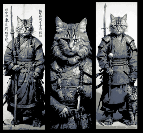 gato samurai protetores of cafeteria caixa areia coçar postar conjunto 3 favoritos by mclanesmemories arte 2d gatinho gatinha guerreiro protetor café arranhador livro marca páginas marcador forja chapéus 3D print model - Mito3D