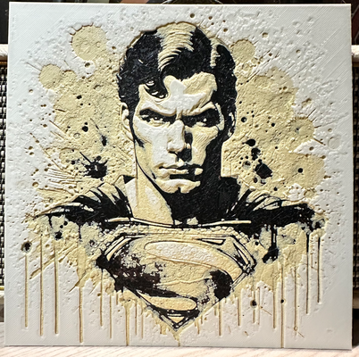 superman colored 2 hueforge by lov3d art 2d wall 3d print model - Mito3D