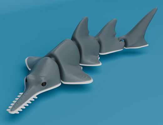 articulated sawfish carpenter shark by jopek design toys & games characters multimaterial mmu multicolor animal ocean sea flexible flexi printinplace fish ams 3d print model - Mito3D