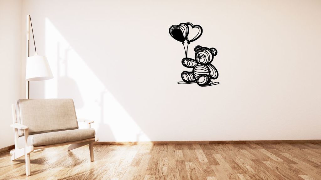 orsacchiotto orso palloncini v dek s bal ky parete decorazione by kutnohormac arte 2d 2dart 2dwallart 3dart 3dwallart palloncino camera letto arredamento casa home decor soggiorno minimalista peluche muraria wall mount 3D print model - Mito3D