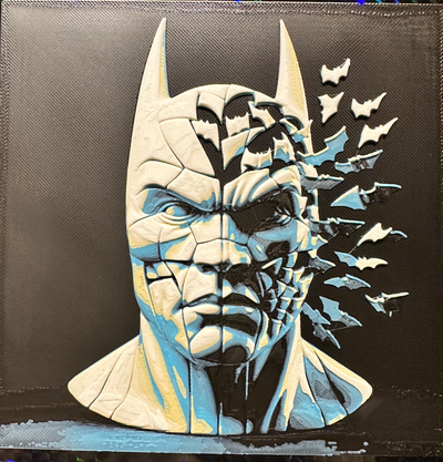 batman art hueforge by lov3d 2d wall colored 3d print model - Mito3D