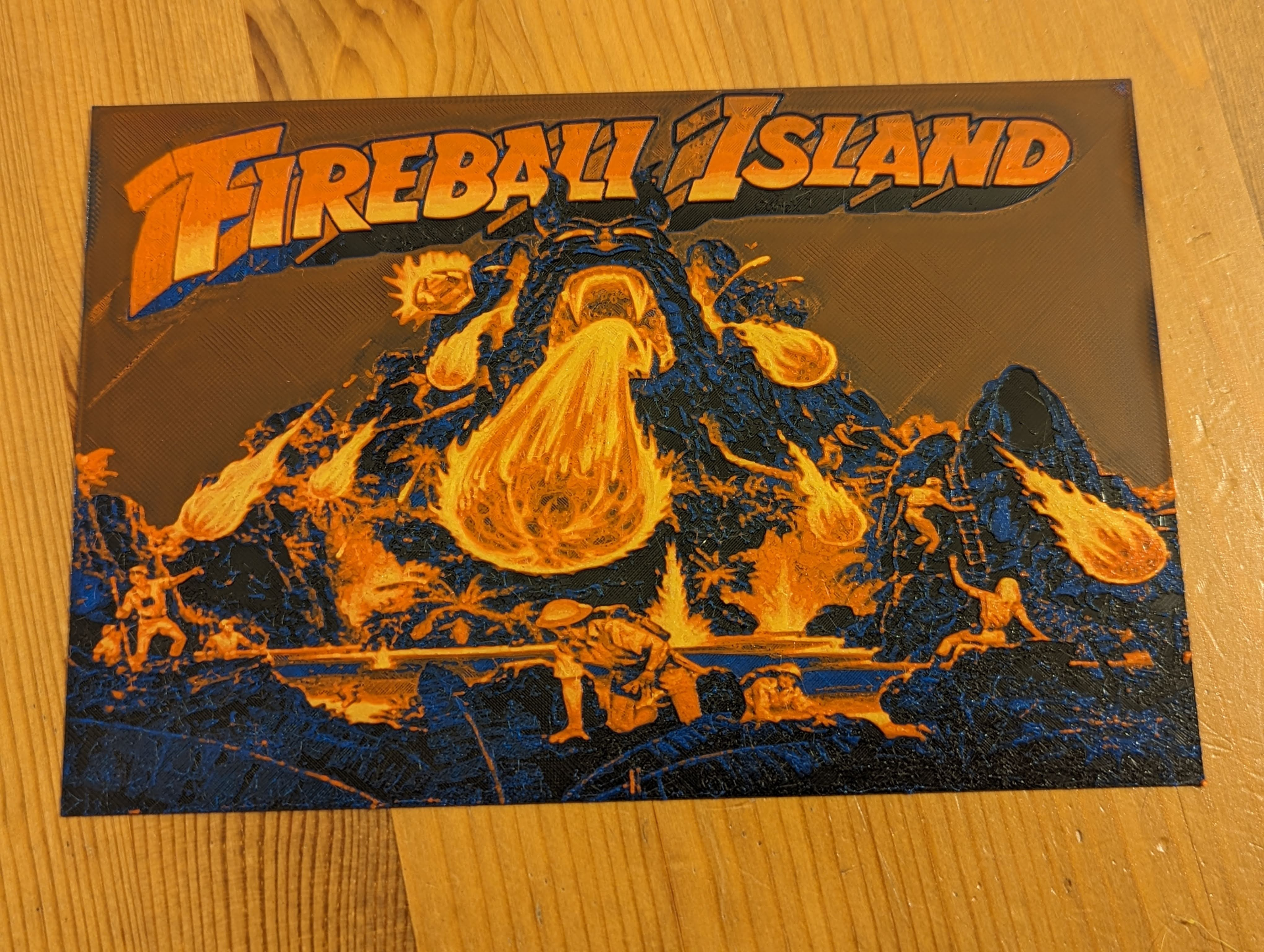 fireball island board game cover hueforge by suaimondi generative 3d model & lithophane vintage deco decoration red blue fun 80s 3D print model - Mito3D