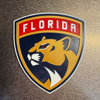 florida panthers logo embossed magnet by 3dprintdaily art 2d nhl hockey refridgerator sports decor decoration 3d print model - Mito3D