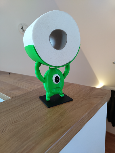 toilet paper monster by laumerphilipp miniaturas criaturas banheiro gadget papa suporte monstro criatura figura olho 3d print model - Mito3D