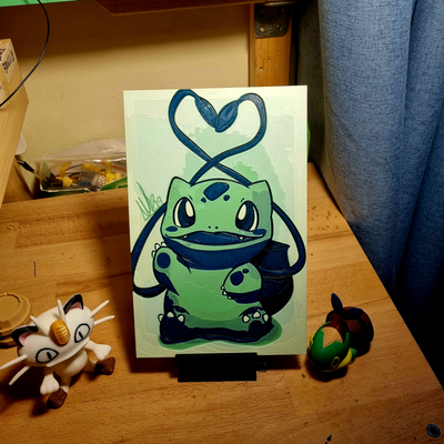 bulbasaur amore ritratto fucina cappelli by grande simi generativo 3d modello litofania tonalità pokemon san valentino valentin san carina 2d arte bambino verde 3d print model - Mito3D