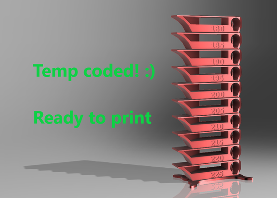 sıcaklık kule pla 180 to 225 by tommi 3d yazıcı ölçek modeller temp kalibrasyon temptower 3d print model - Mito3D