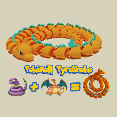 dracaufeu serpent pokemon pyroserpent by print on demand toys & games characters snake flexy flexi 3d print model - Mito3D