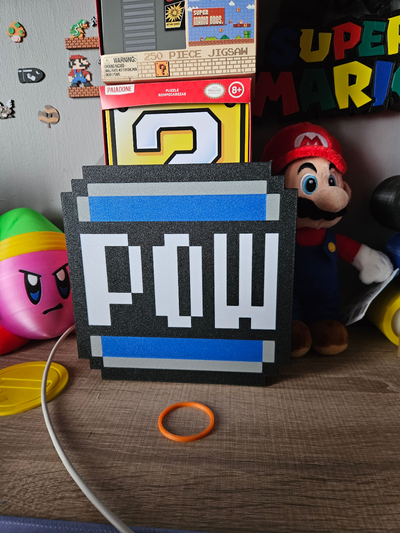 super mario pow lumière boîte by lonergan89 art panneaux logos nintendo 3d print model - Mito3D