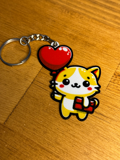 cat balloon heart keychain by brklabs fashion models cute key chain jewelery animal ams multi color love valentine 2dart valentinesday gift dog pet girlfriend wife textured kawaii pikachu 2d vector 3d print model - Mito3D