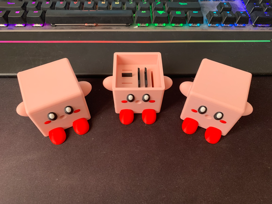 kirby mikro sd kart kulp destek yeniden karıştırılmış by josteb ev halkı ofis sahibi microsd mikro sd kasası mikrosdcard taşıyıcı microsdcardholder kasa pembe kutu 3d print model - Mito3D