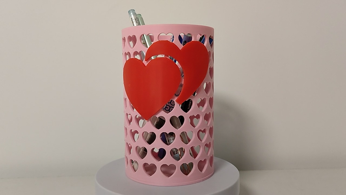 hollow heart pen holder by 3d cen household office pens box 3d print model - Mito3D