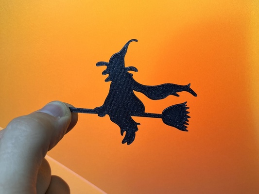 a witch on broomstick remixed by zemistr household decor halloween decoration 3d print model - Mito3D