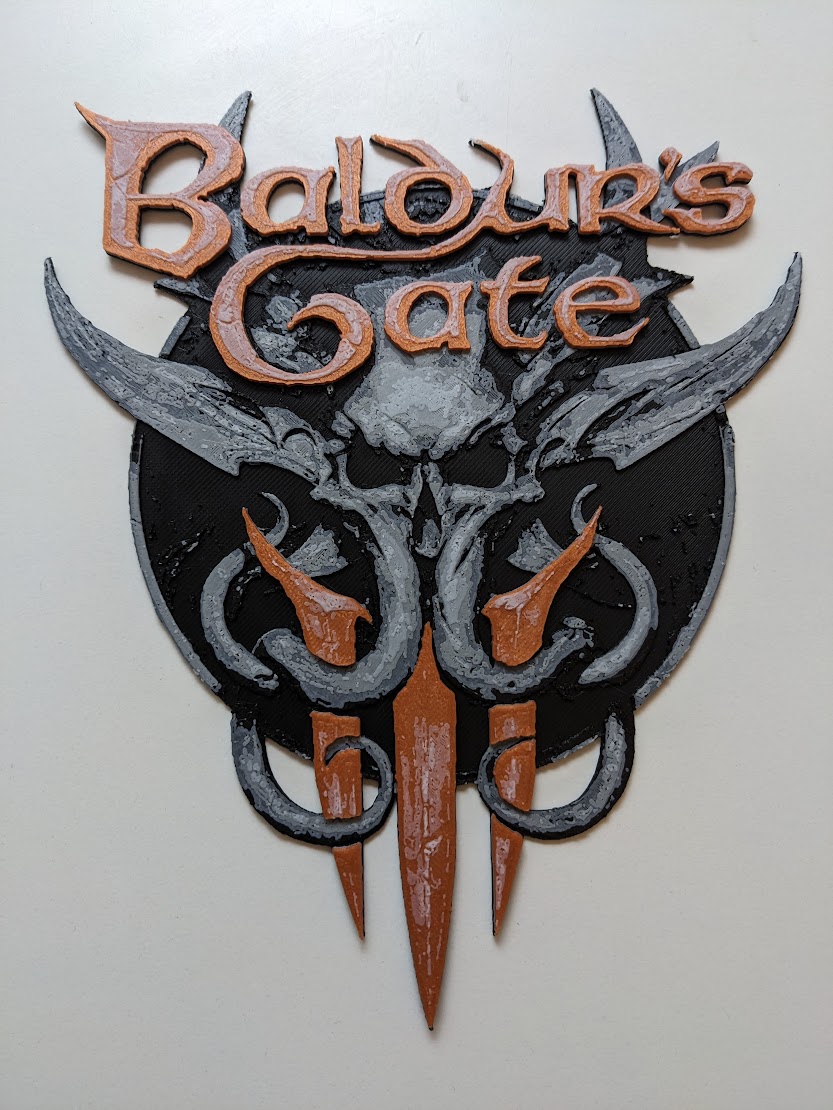 baldur 39 s portão 3 logotipo filamento pintura forja chapéus by lordboos arte modelos mmu jogos imagem troca filamentos ams cor 3D print model - Mito3D