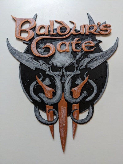 baldur's gate 3 logo filament painting - hueforge by lordboos art models mmu games image filamentswap ams filamentpainting color 3d print model - Mito3D