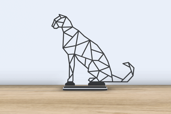 geometrisch poly katze stand by jf 699 kunst 2d 2024 tier zahl dekor säugetier büro zubehör zubehörteil schreibtisch stehen verschmelzung 360 design 3d print model - Mito3D