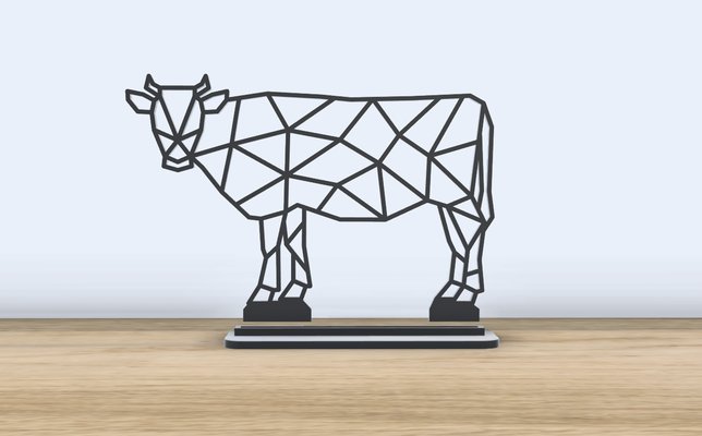 géométrique poly vache supporter by jf 699 art 2d figure impression laitier meuglement ferme animal animaux lait 2024 décor bureau accessoires accessoire accueil maison accents 3d print model - Mito3D