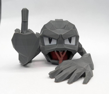 renkli geodude parmak orta by angry p1p oyuncaklar oyunlar karakterler pokemon kaya nintendo ams renk 3d print model - Mito3D