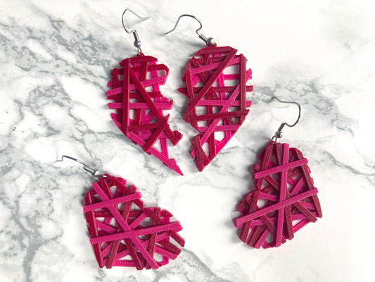 criss cross broken heart valentine's earrings by penolopybulnick fashion jewelry valentines instructables tinkercad abstract 3d print model - Mito3D