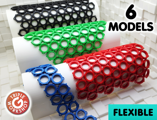 flessibile squillare maglia 6 modelli by workshop gambe 3d stampante test giocattolo esagono tessuto cotta collegamento catena ragnatela prova delle prestazioni agitarsi printinplace ad incastro forma griglia multipart flettere nasa stoffa foglio buchi supporto strato piatto pip netto pnp 3d print model - Mito3D