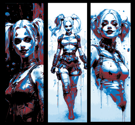 fan arte impostato of 3 segnalibri concetto variazioni on dc comico carattere harley quinn by mclanesmemories 2d libro fumetto conceptart art marchio pennarello segnalibro fucina cappelli 3d print model - Mito3D