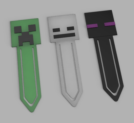 minecraft creeper skeleton enderman bookmarks by epiales household office multicolor bookmark 3d print model - Mito3D