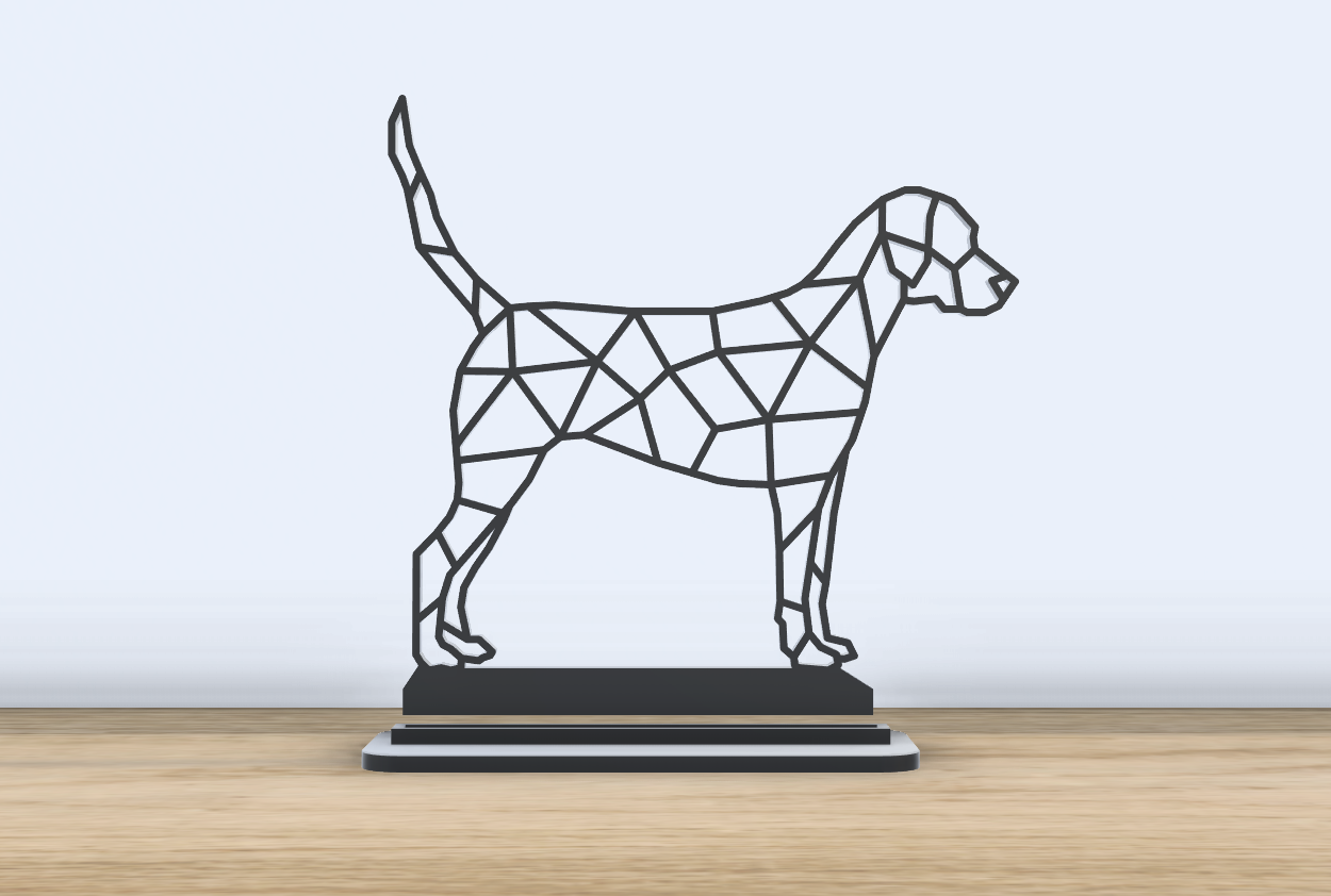 geometrico poli cane in piedi by jf 699 arte 2d bene ragazzo cagnolino cagnolini 2024 animale mammifero casa accenti accessori accessorio ufficio stnading base fusione 360 3D print model - Mito3D