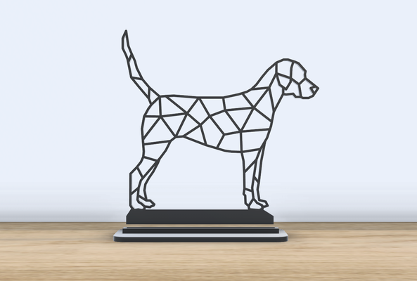 geometrisch poly hund stand by jf 699 kunst 2d junge hündchen 2024 tier säugetier zuhause haus akzente zubehör zubehörteil büro stnading base verschmelzung 360 3d print model - Mito3D