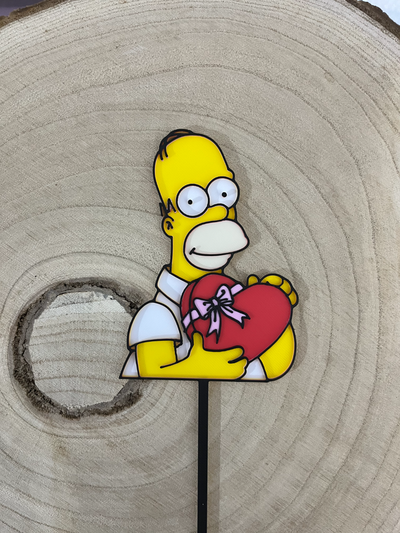 homer simpson valentin heart cake topper by diaprint-3d household decor simpsons art caketopper multi color printing multicolor anime dad 3d print model - Mito3D