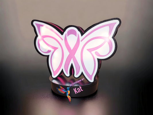 krebs schmetterling band leuchtkasten by kit kat designs kunst 2d lampe nacht licht rosa bewusstsein 3d print model - Mito3D