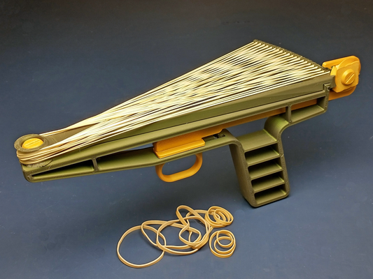 21-shot rubber band shooter by lobocnc toys & games gun 3d print model - Mito3D