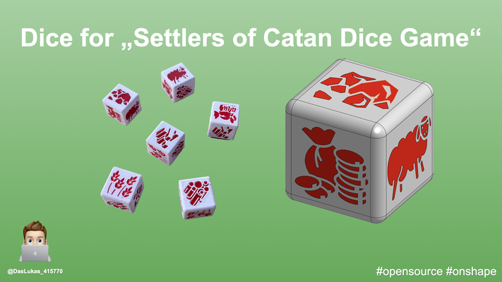 dice settlers of catan game die siedler von by daslukas toys & games board parametric boardgames boardgame settlersofcatan configurable onshape settlersofcatanpieces dices siedlervoncatan 3d print model - Mito3D