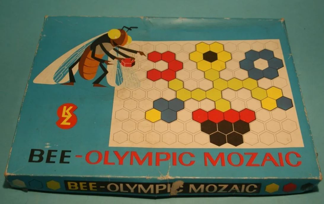 bee olympic mosaic 1969 by jiri g toys & games game board puzzle hexagon 3d print model - Mito3D