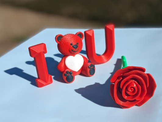 cœur flou ours rose 3d impression by crua9 ménage décor valentines l'amour 3d print model - Mito3D