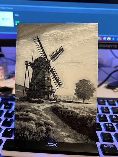 moulin vent forge chapeaux by bobbanski génératif 3d modèle lithophane art paysage peinture filamentaire 3d print model - Mito3D