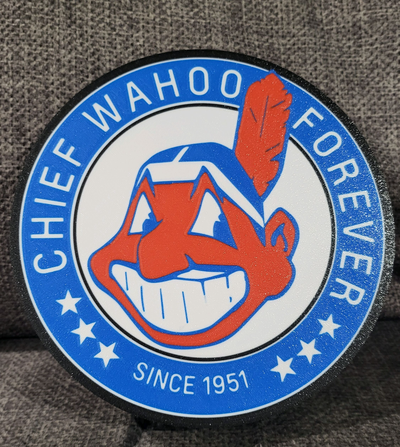 wahoo forever light box by kco 3d jr art signs & logos tribe cleveland indians baseball logo lightbox 3d print model - Mito3D