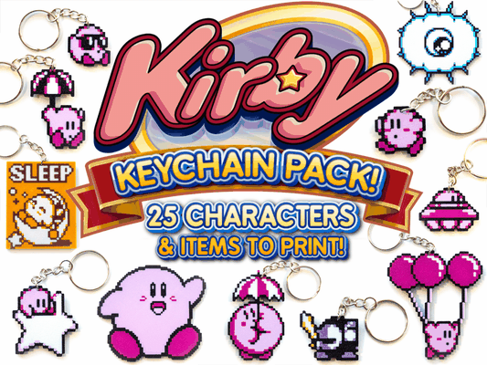 kirby porte clés pack by powerpill prints jouets jeux personnages nintendo nda divertissement système pixel art pixel mario super frères commutateur pokémon accessoire accessoires clé chaînes gameboy vidéo jeu personnage mur 2024 mural miyamoto japonais mignonne rétro jeu pikachu japon manger heureux kawaii hyper ovni étoile déduire méta chevalier drapeau écouteurs craquez roi mr éclat lunettes soleil adorable ballon 3d print model - Mito3D