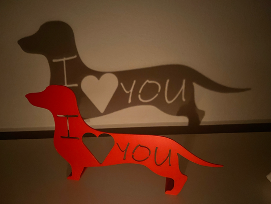 dackel liebe by bischof haushalt dekor hund hündchen doggo ily geschenk überraschung dekorativ elegant büro schreibtisch regal herz valentinstag 3d print model - Mito3D