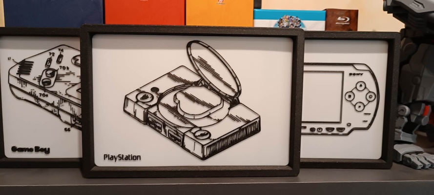 oyun istasyonu konsol patent sanat metin yeniden karıştırılmış by allan fonroques işaretler logolar ps 3d print model - Mito3D
