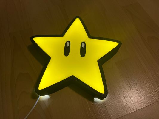 super mario stern star leuchtkasten by mrsretronintendo kunst zeichen logos licht lampe 3d print model - Mito3D