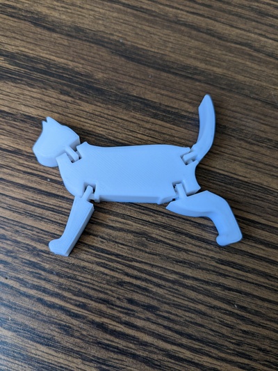 flexi print in place cat by dr3d prints toys & games toy printinplace 3d print model - Mito3D